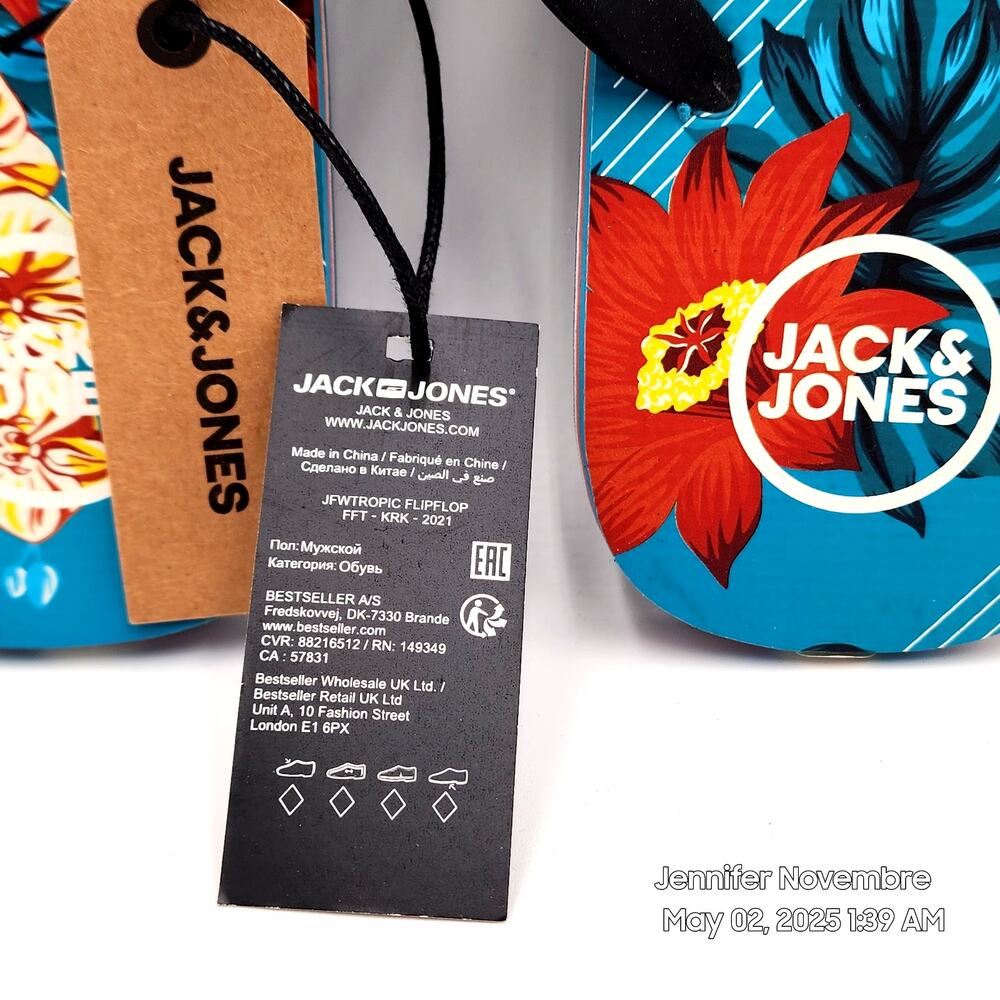 JACK & JONES MENS FLIPFLOP SIZE 11/12 'SCUBA BLUE' - Picture 6 of 6